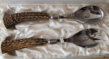 Antique Salad Service - Genuine Deer Horn Sleeves