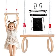 Trapèze Balançoire, Balancoire Enfant Exterieur Et Interieur en Bois Anneaux ...