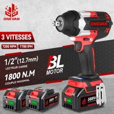1800Nm Clé à percussion Clé à choc Haute Puissance Boulonneuse Impact 2Batteries