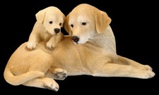 Figurine de Jardin Canin - Labrador Retriever Avec Chiot - HotAnt Déco Statue