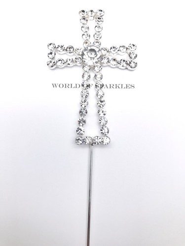 Silver cross cake topper - silver,