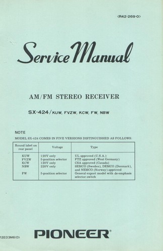 Service manuel instructions - manuel, d'instructions