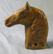 Tête de cheval en bronze massif corne d'attelle pour collier de trait, .