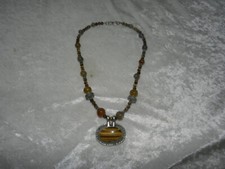 Antique Berber necklace? solid silver and tiger eye / solid silver