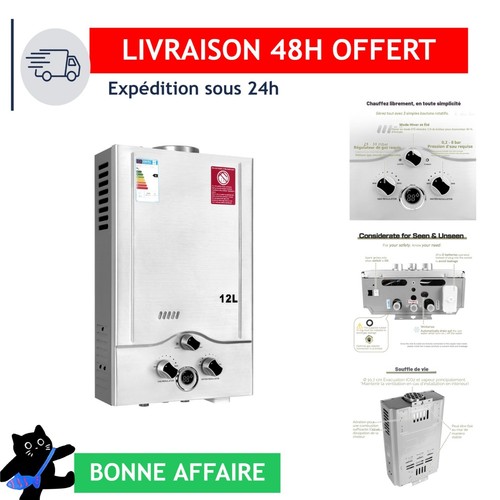 Chauffe eau gaz 12lpm 24kw - chauffe-eau,