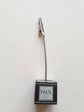 Porte photo pince Boulangerie Paul en métal argenté et cuir noir sous blister 