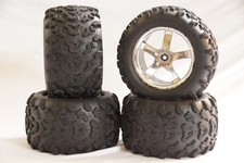 Set of 4 HPI Savage XL / Traxxas Revo 3.3 Tires & 17mm Geode Wheels 6.3x3.5x3.8