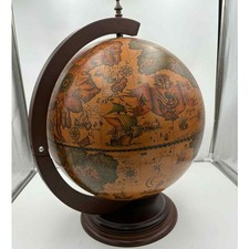 Vtg Horchow Italy Wood Tabletop Old World Bar Globe 