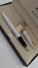 Stylo Parker Sonnet Premier Blanc Perlé 18K Goldplated Trim New Rollerball Pen