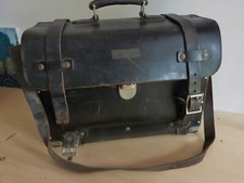 OLD LARGE BLACK LEATHER BAG RAILWAY MECHANIC TOOL MECHANIC GARAGE 1940