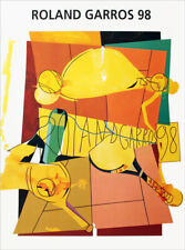 Herve Telemaque Roland Garros French Tennis Open 1998 Poster 29-1/2 x 22-1/2