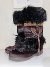 TECNICA APRES SKI BROWN FUR TASSEL SHEARLING TALL WINTER BOOT* W 7 38