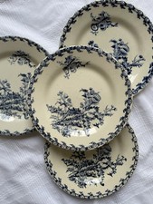 4 Assiettes Plates Terre De Fer Gien Modèle Chardons