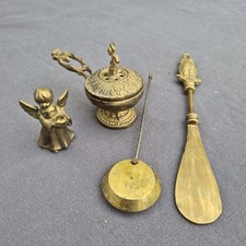 TRÈS JOLI PETIT LOT D'OBJETS EN LAITON/ BRONZE ANCIENS ENCENSOIR CHAUSSE- PIED