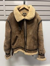 Vintage AVIREX Type B-3 Flight Jacket Brown Sheepskin Leather bomber shearling