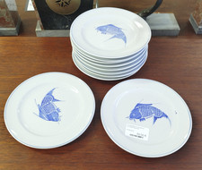 Lot de 10 assiettes en PORCELAINE Chinoise CARPE KOI Poisson 6MAG 27/09