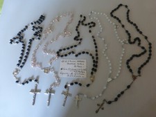 Lot of 5 wooden rosary / GLASS / CRYSTAL / hand mounted AUVERGNE