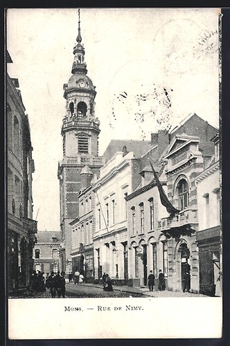 Cpa mons rue nimy 1909 - rue,