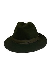 Borsalino Green Felt Fedora Hat Foldable Packable Made In Italy 7 1/2