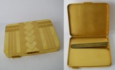 9.5x8x1.1cm art déco magnifique étui a cigarettes plaqué or gold plated