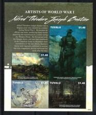 Tuvalu, 2015, Artists of World War I: Alfred Bastien, S/let & M/S , MNH