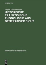 Historische Französische Phonologie Aus Generativer Sicht, Hardcover by Klaus...