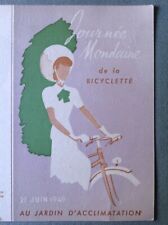 R LOUDIN Invitation BICYCLE Women's Elegance Bois de BOULOGNE 1949 BICYCLE
