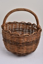 Ancien Panier Rond en Osier Rotin - Déco -Cueillette -Champignons Fruits