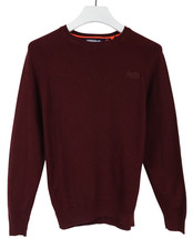 SUPERDRY Le Label Orange Co. Pull Homme MEDIUM Col Rond Burgundy