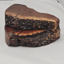 VTG RARE Manzanita Root Burl Wood Stamp Box Unique Handmade Twist Top Live Edge
