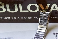 1960s NOS steel grooved Bulova stretch band Accutron Spaceview Astronaut watch