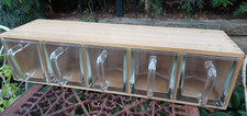 Vintage Ikea Forhoja Wood Spice Cabinet Storage 5 Heavy Glass Scoops 23x6x6”