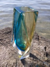 VASE SOMMERSO ALESSANDRO MANDRUZZATO signé 1970 MURANO ITALIE diamant facettes 