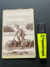 Original photograph old cyclist, bicycle, bicycle late 19th must identify