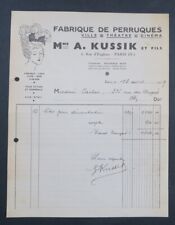 Invoice 1939 KUSSIK wig theater cinema postiche Paris illustrated head 41