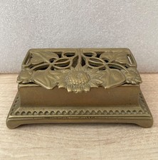 Stamp box gilded bronze sunflower decor openwork Art Nouveau letter France