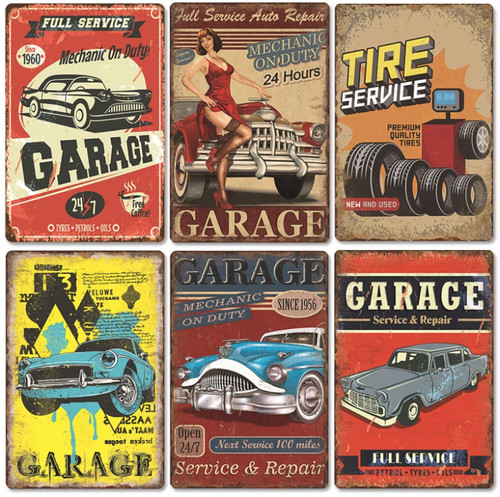 Garage car repair - car, retro