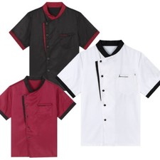 Mens Uniform Single-Breasted Workear Cook Jacket Unisex Chef Shirt Waitress Top