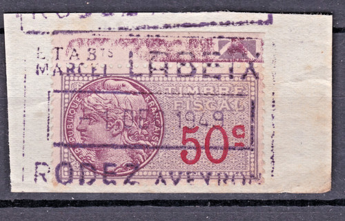 Timbre france fiscal - fiscal, 1949
