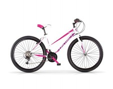 Vélo 26 District Mtb Femme 18V Blanc Mat + Néon Fuchsia Mbm Mod. 636 26-18S-H40