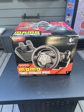 RARE Vintage Gamers Logitech MOMO Racing Steering Wheel Pedals PC NIB NOS