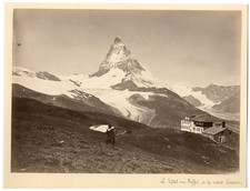 Switzerland, Matterhorn, Hôtel du Riffel vintage albumen print, Switzerland Albu print