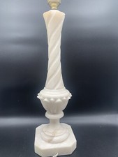 Gorgeous Antique Alabaster Cream White Column Table Lamp Foot, Vintage