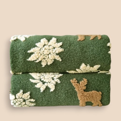 Plaid laine bouillie verte - plaid,