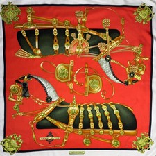 Free FedEx Authentic HERMES Scarf Carre 90 Harnais De Cour   (213)