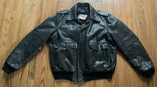 Vintage Schott NYC Mens Sz US 44 XL A-2 Flight Bomber Jacket Black Leather Biker