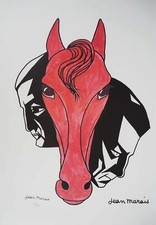 Jean MARAIS : Hommage équestre à Gabin et Ventura, Lithographie signée