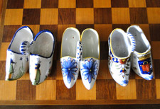 LOTS OF 3 SALERONS CLOGS FAIENCE QUIMPER DESVRES GEO HAMMER ANTIQUE SHOES