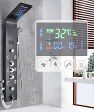 Colonne de Douche Noir Panneau Salle de Bain Jets Massage LED Acier Inoxydable