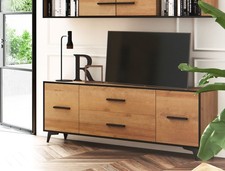 Meuble Bas TV En Chêne Riviera Noir 179Cm 80429815